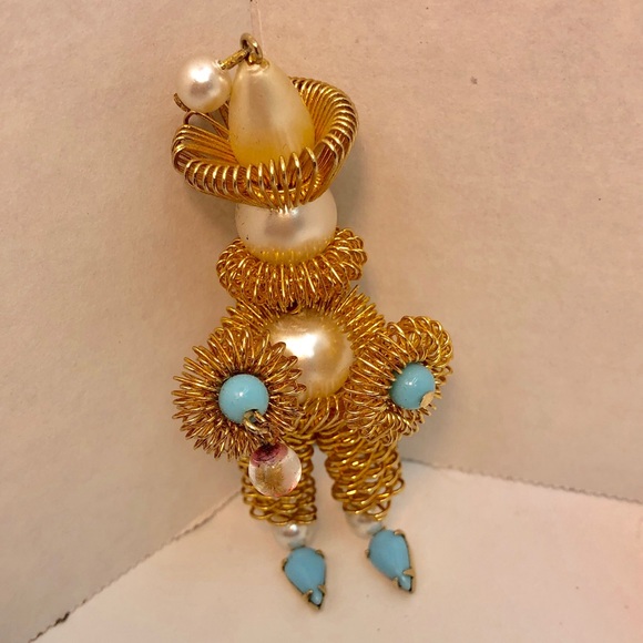 Wire wrapped rhinestone Clown vintage brooch pin